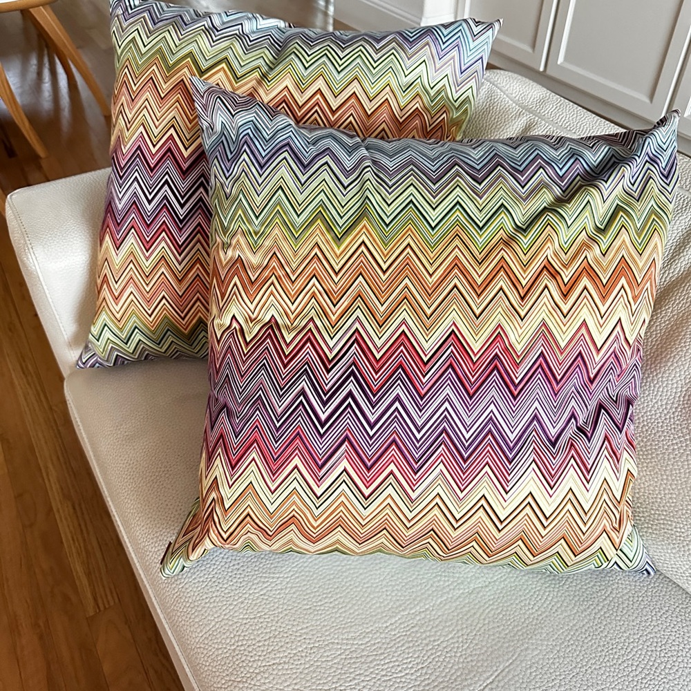 Missoni Home Yellow and Purple Accent Pillows with Chevron Design